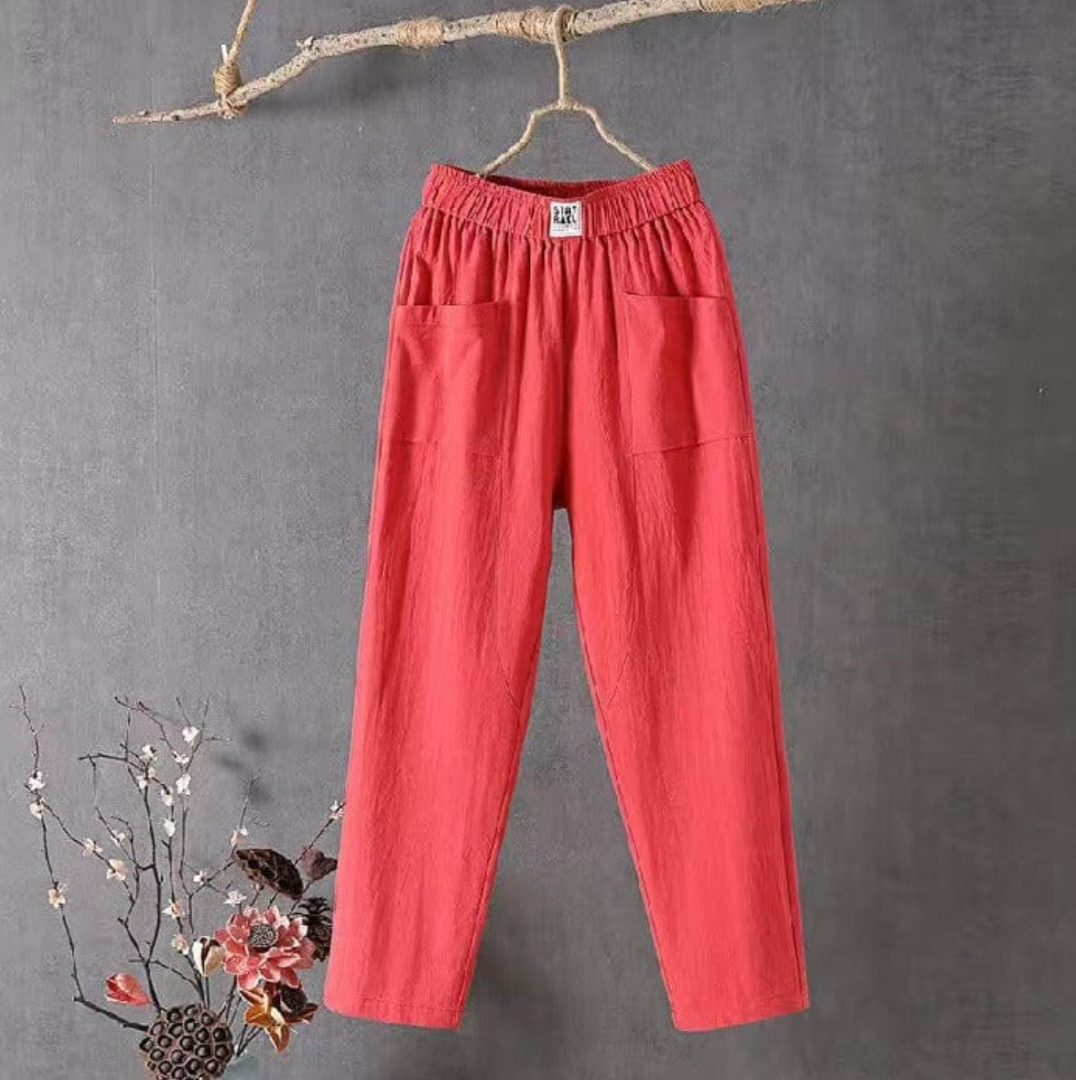 Mila | Women's High-Waist Linen Blend Trousers