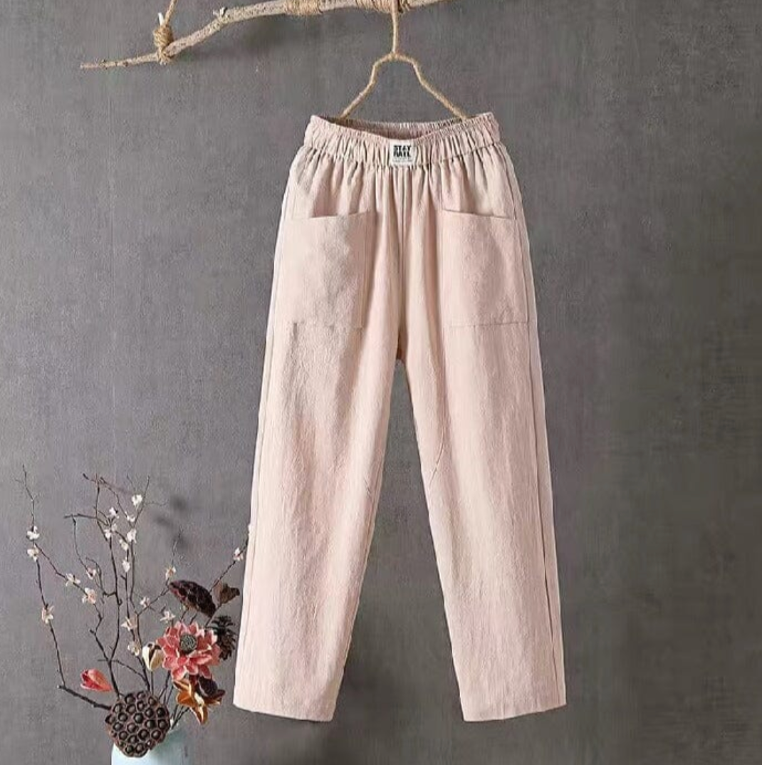 Mila | Women's High-Waist Linen Blend Trousers