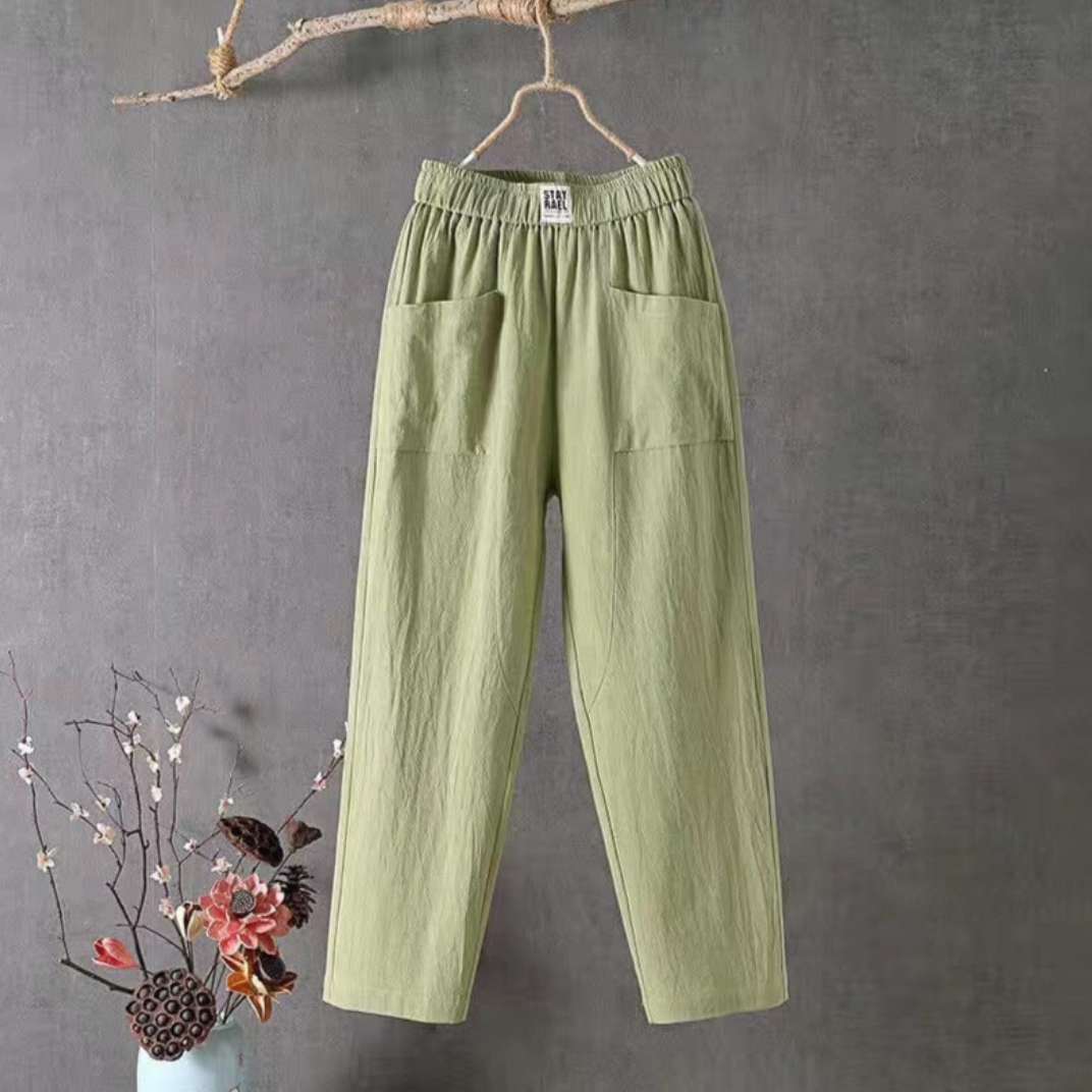Mila | Women's High-Waist Linen Blend Trousers