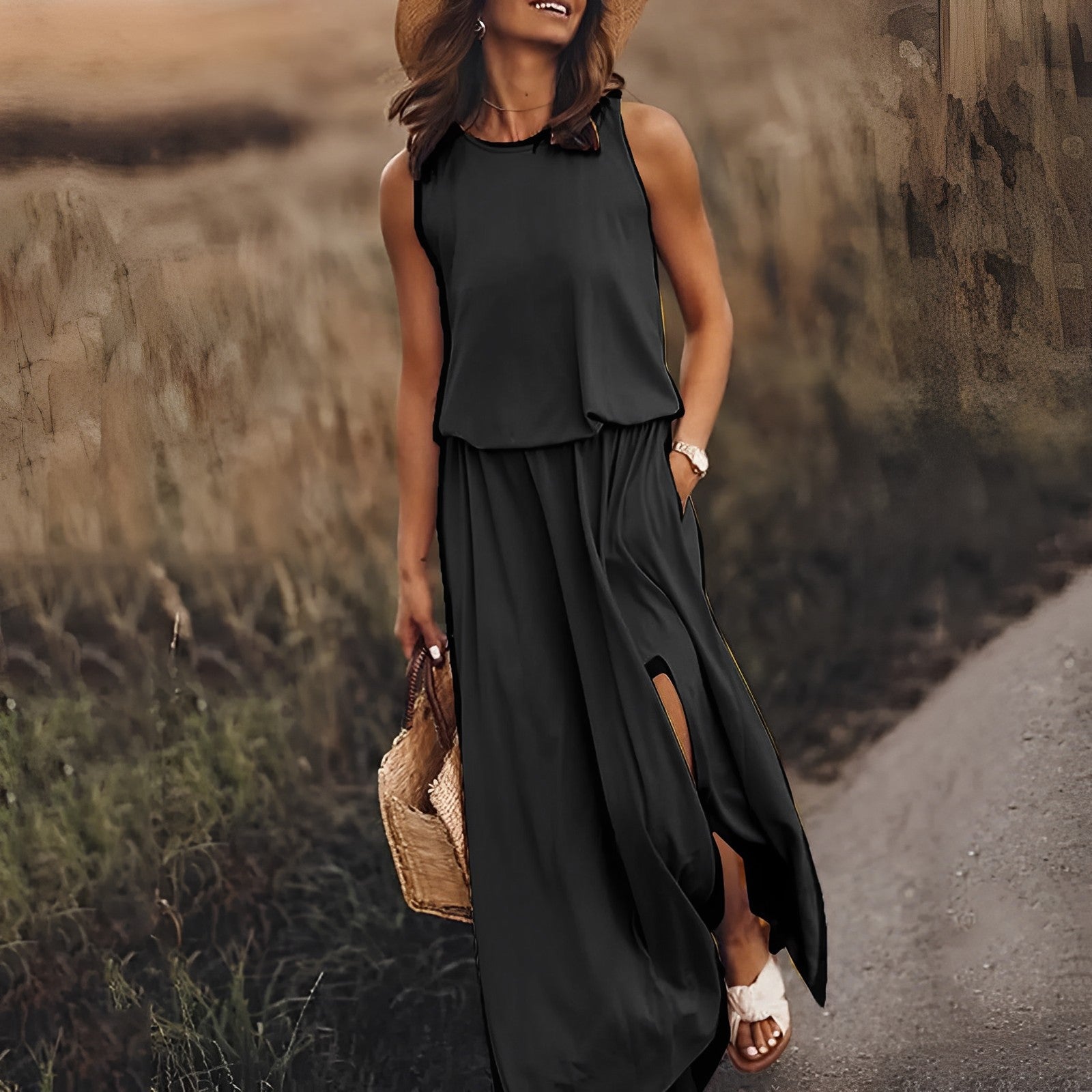 Ruby | Women's Sleeveless Round Neck Maxi Dress