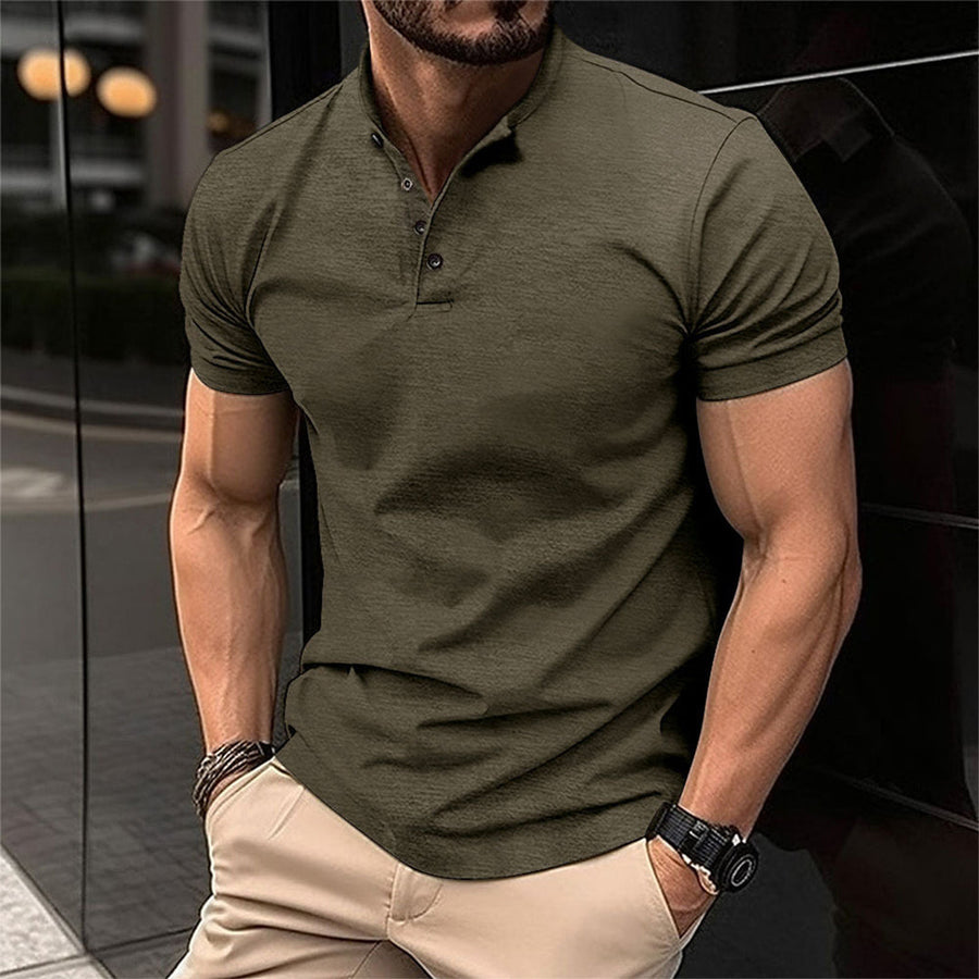 Victor | Men's Short Sleeve Henley Collar Polo Shirt