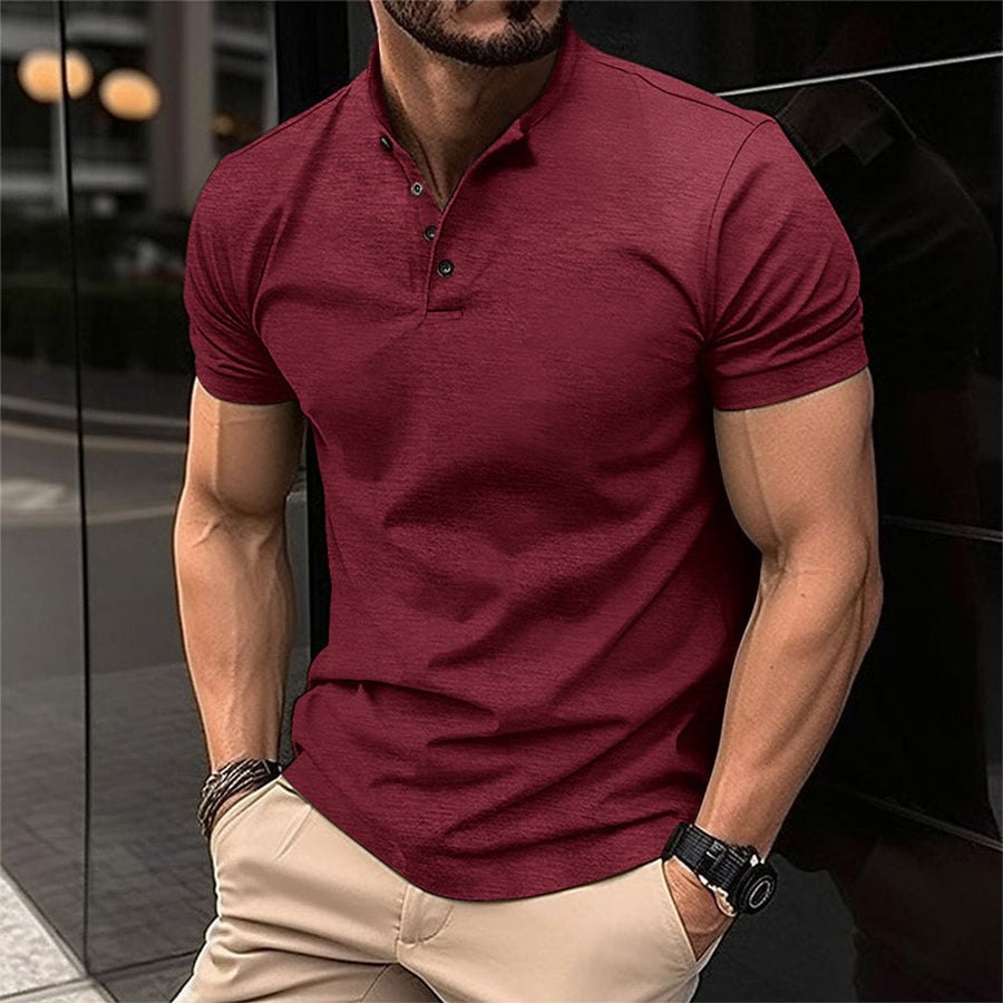Victor | Men's Short Sleeve Henley Collar Polo Shirt
