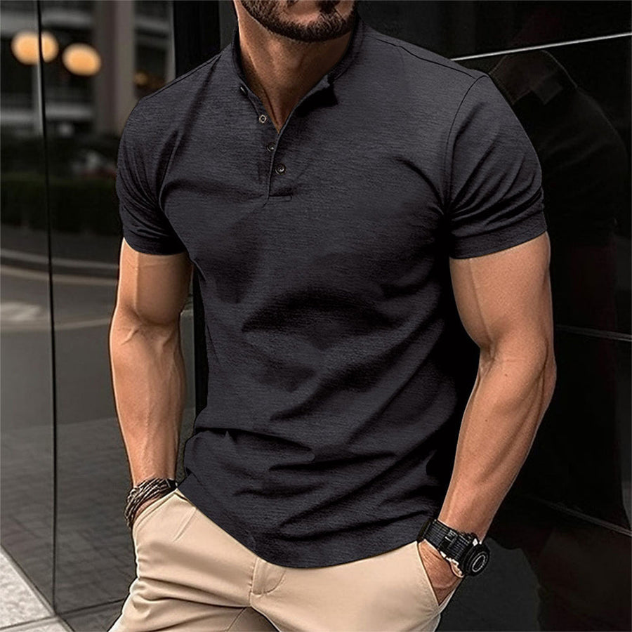 Victor | Men's Short Sleeve Henley Collar Polo Shirt