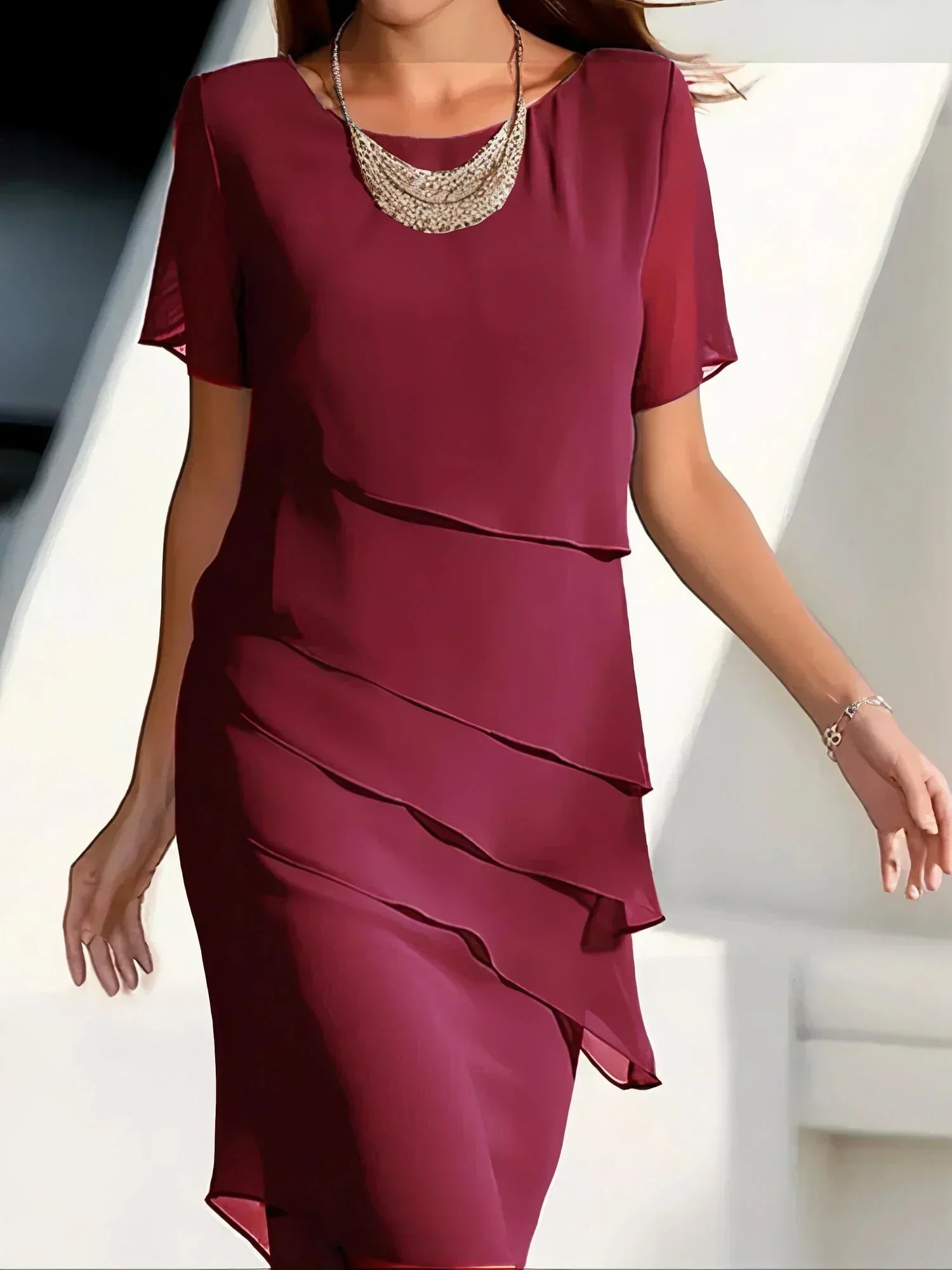 Eliza | Women's Tiered Ruffle Midi Dress