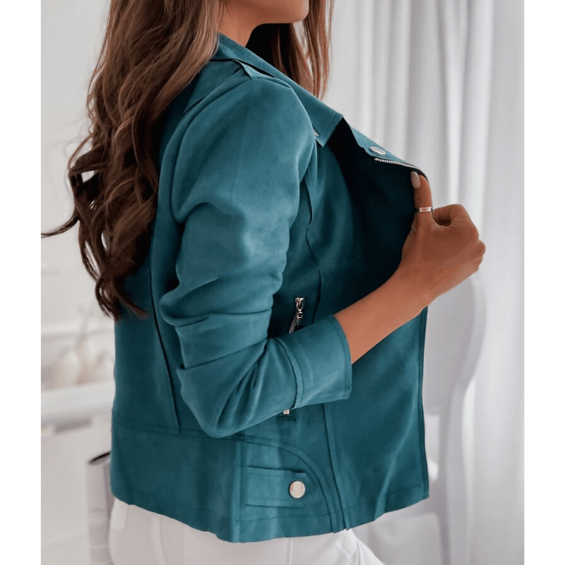 Bianca | Women's Slim Fit Suede Moto Jacket
