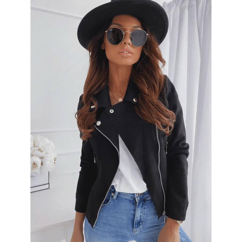 Bianca | Women's Slim Fit Suede Moto Jacket