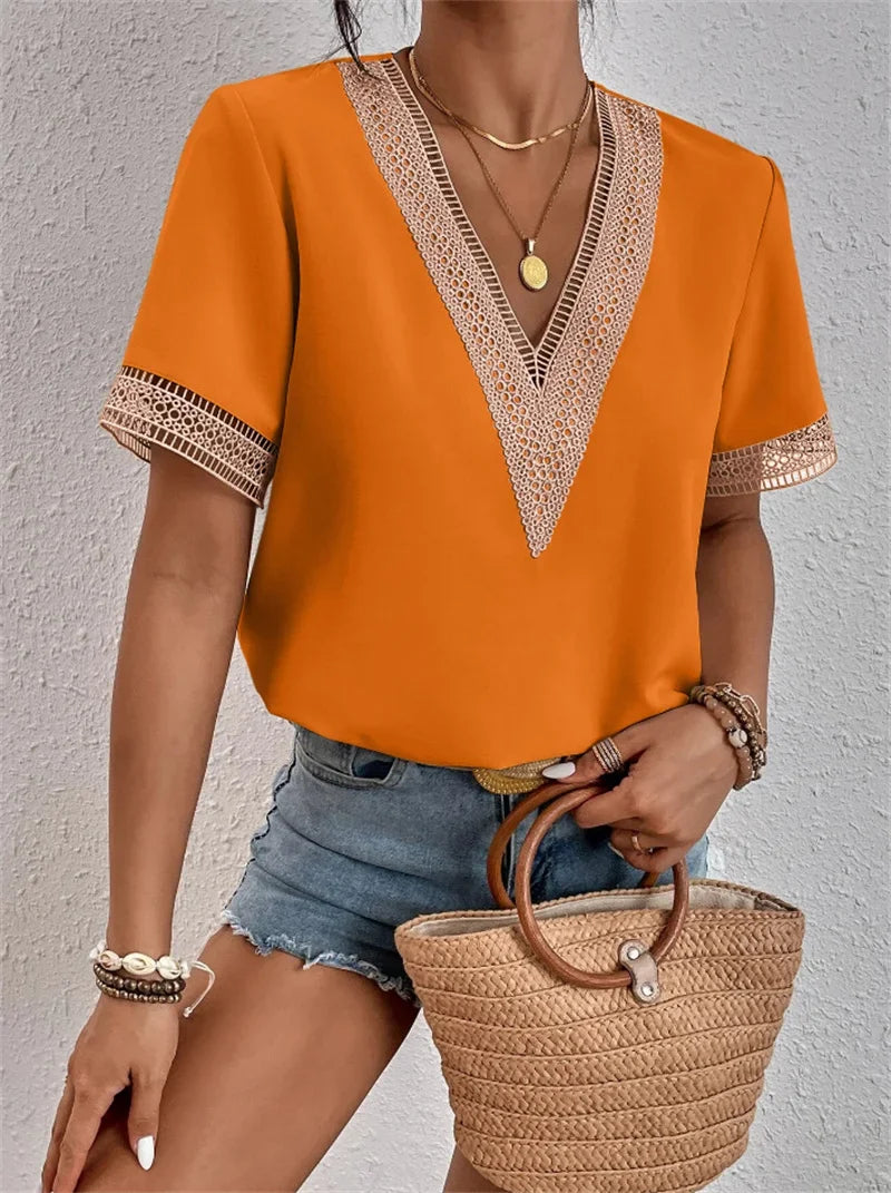 Elara | Women's Boho V-Neck Summer Blouse