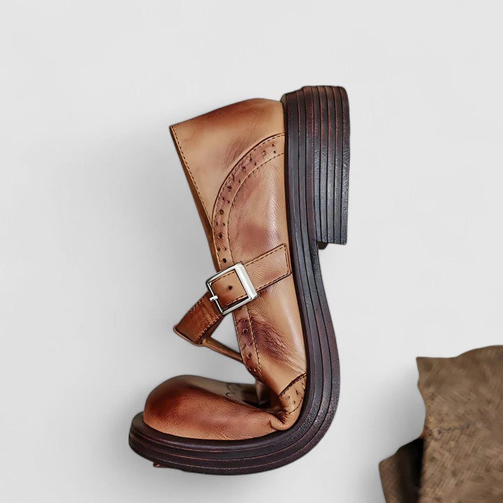 Sofia | Women's Brogue Detail T-Strap Shoes