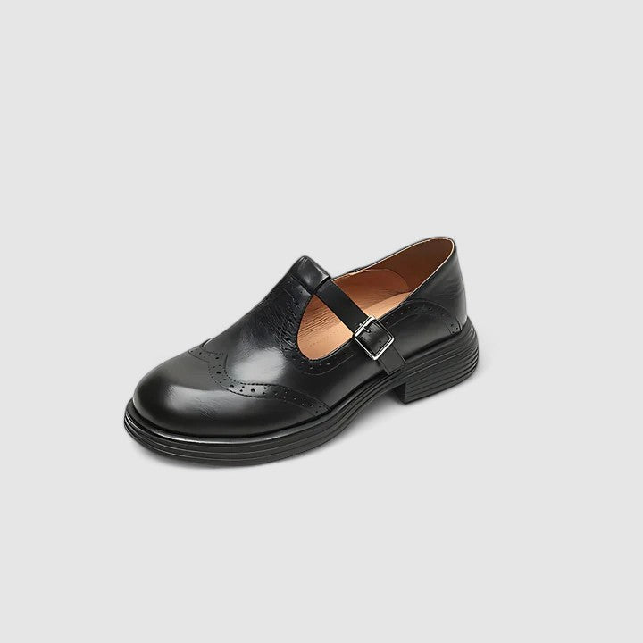 Sofia | Women's Brogue Detail T-Strap Shoes