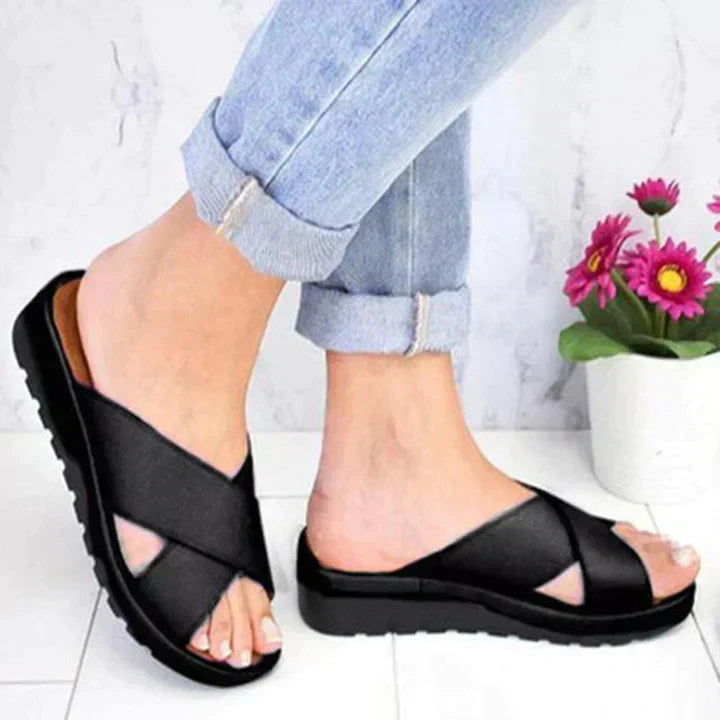 Bella | Women's Cross Strap Open Toe Slide Sandals
