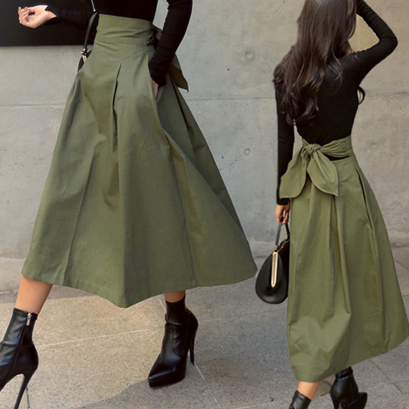 Olivia | Women's High Waist Pleated A-Line Skirt