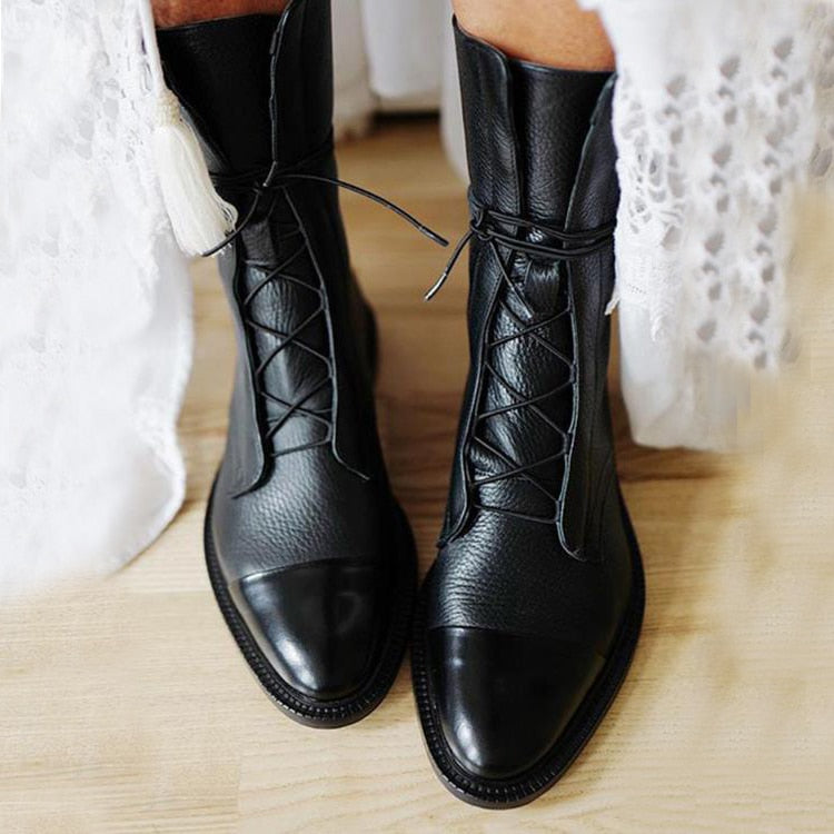 Clara | Women's Leather Lace Up Combat Boots