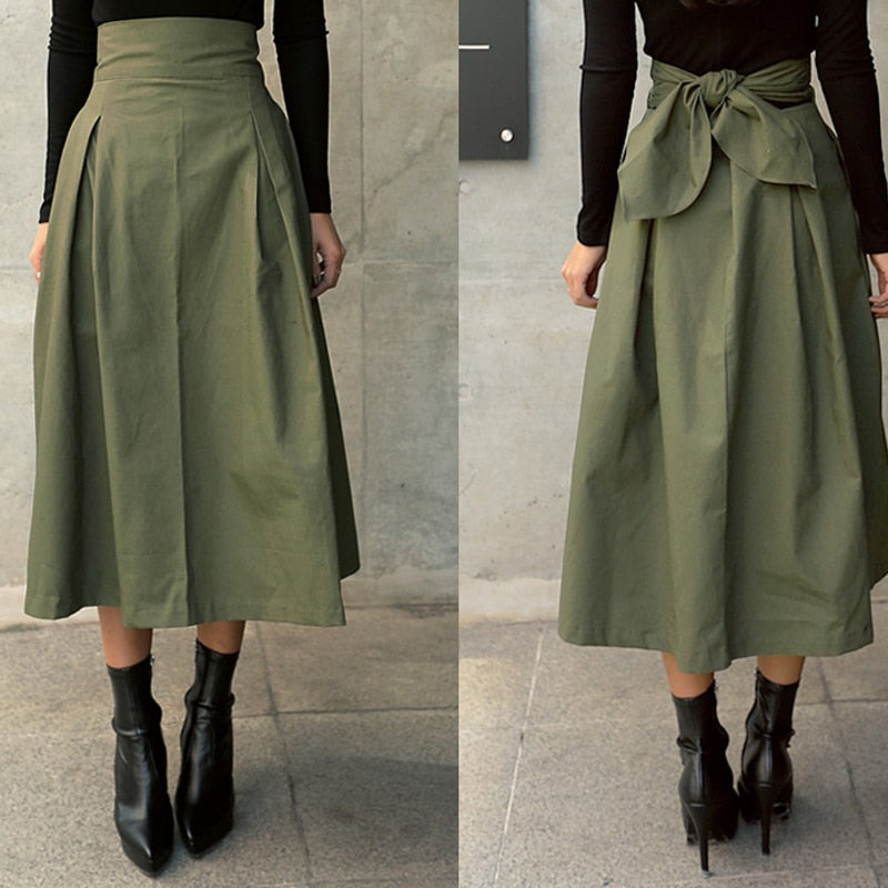 Olivia | Women's High Waist Pleated A-Line Skirt