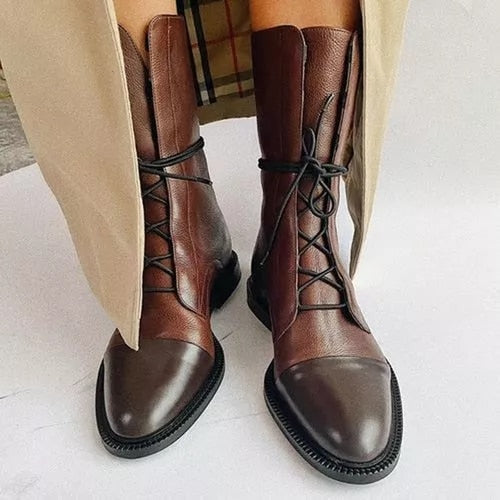 Clara | Women's Leather Lace Up Combat Boots