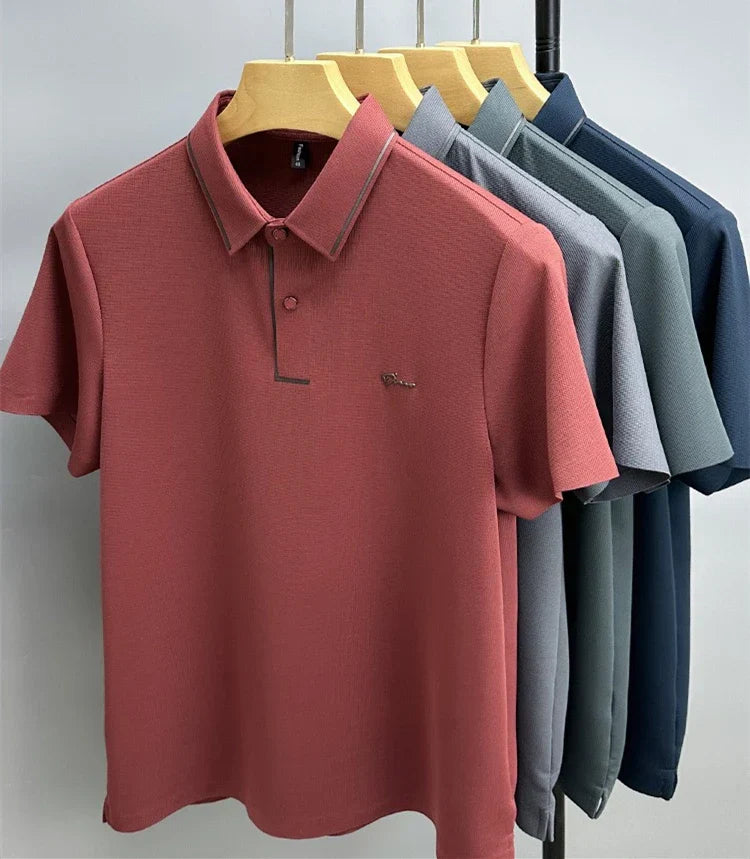 Adrian | Men's Textured Knit Collar Polo Shirt