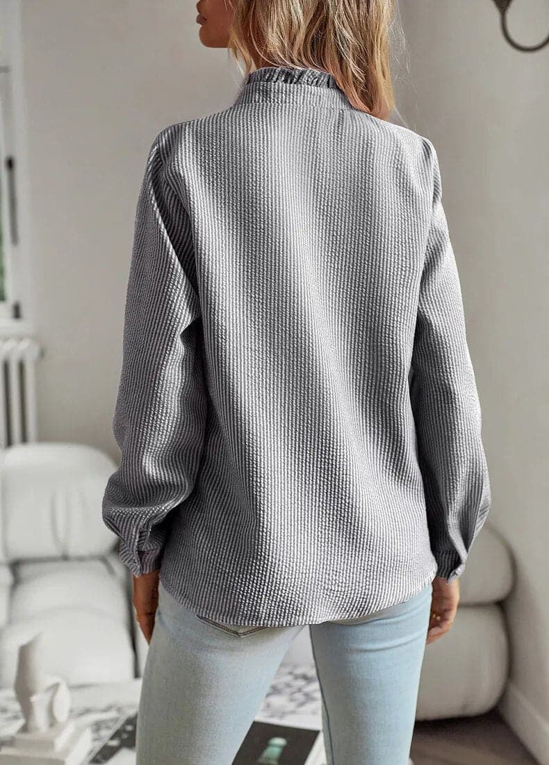 Isla | Women's Ruffle Trim Striped Blouse