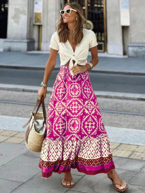 Zara | Women's Boho Printed High Waist Maxi Skirt