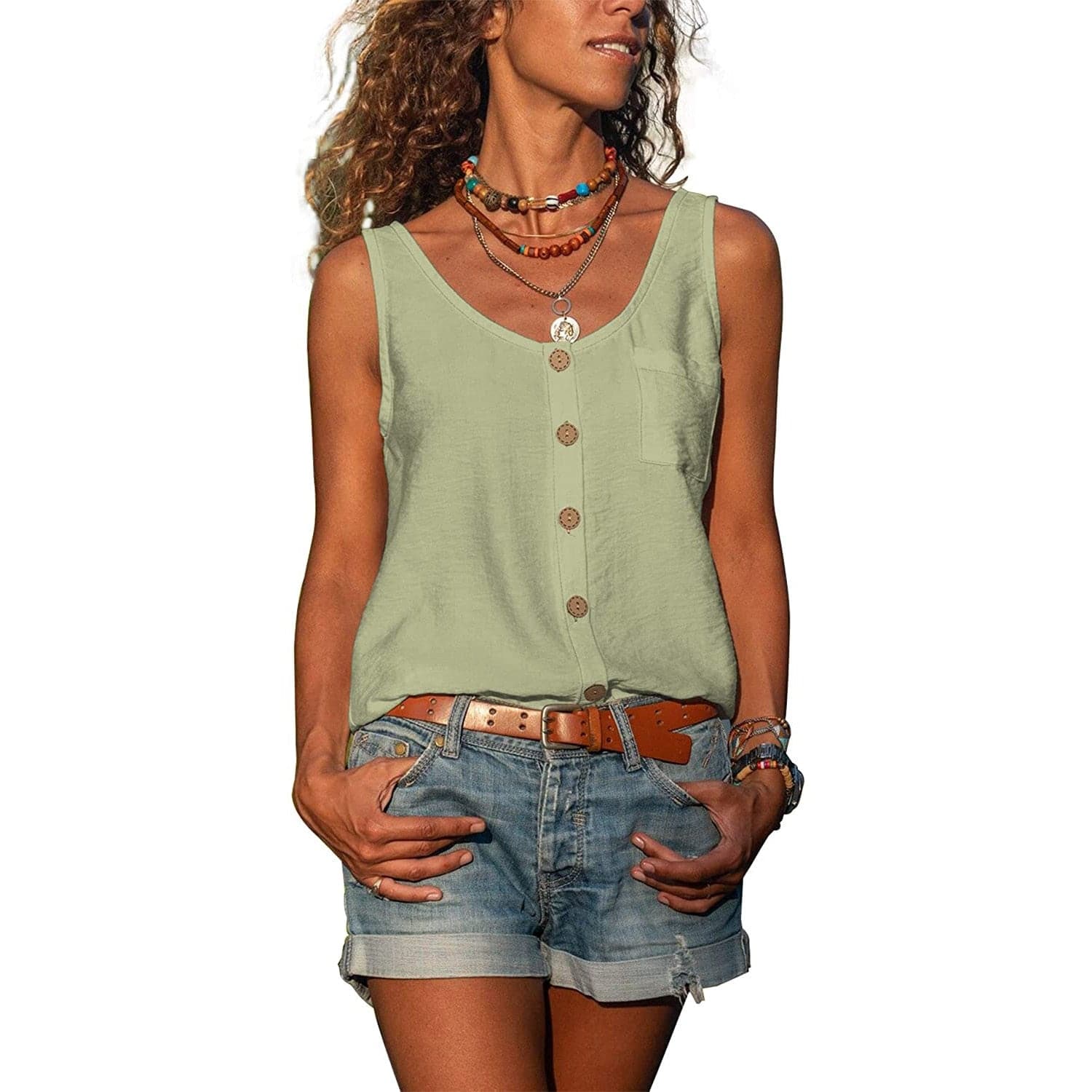 Nora | Women's Button-Front Sleeveless Tank Top