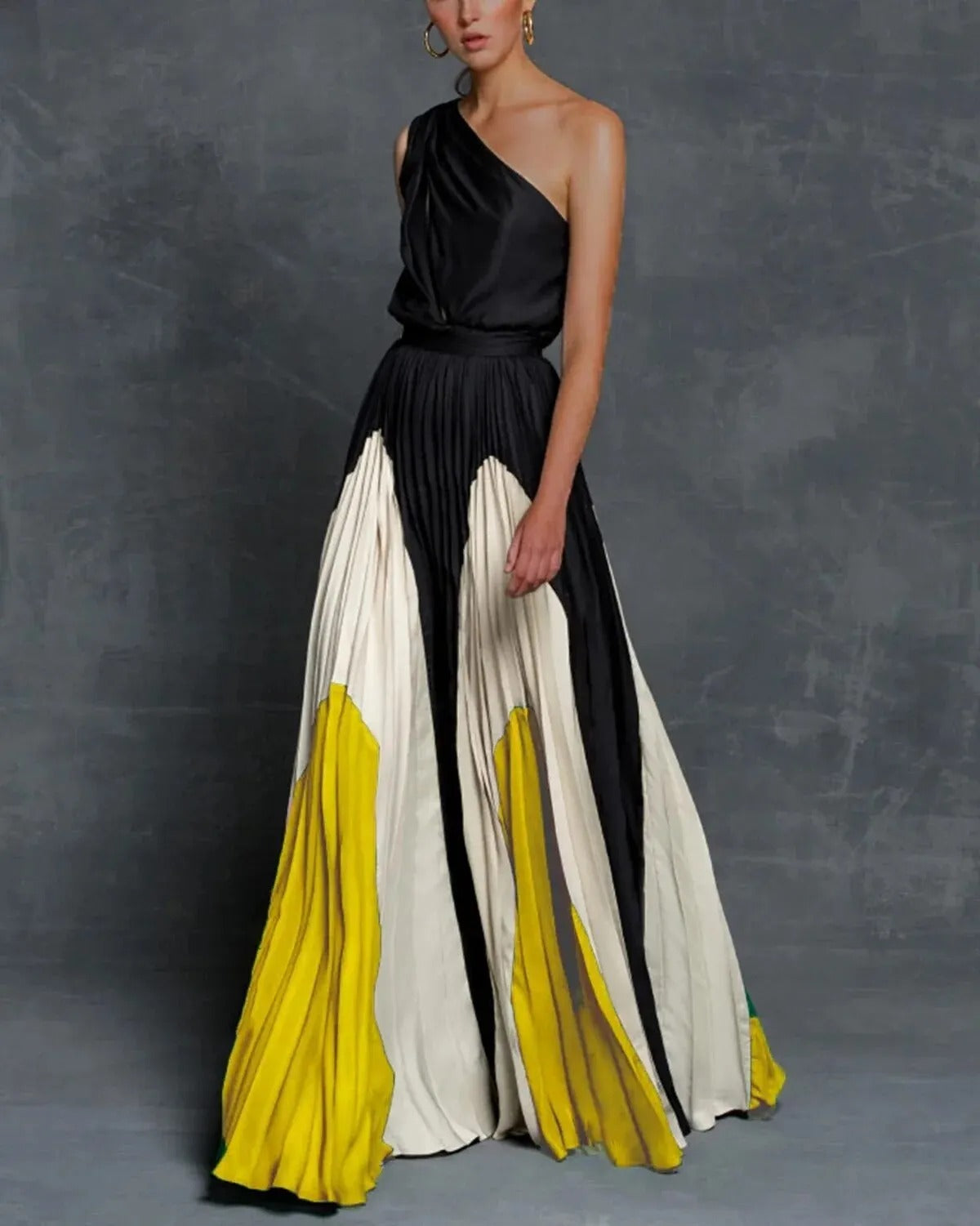 Aurora | Women's Asymmetrical Pleated Maxi Dress