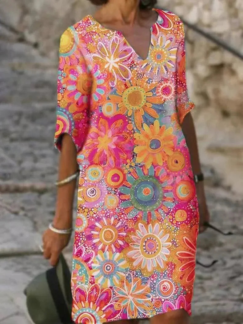Ivy | Women's Floral Print V-Neck Dress