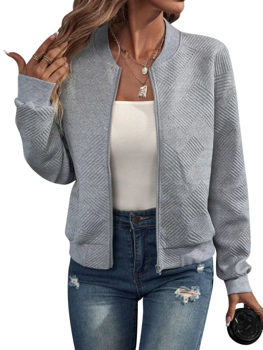 Nora | Women's Waffle Knit Bomber Jacket