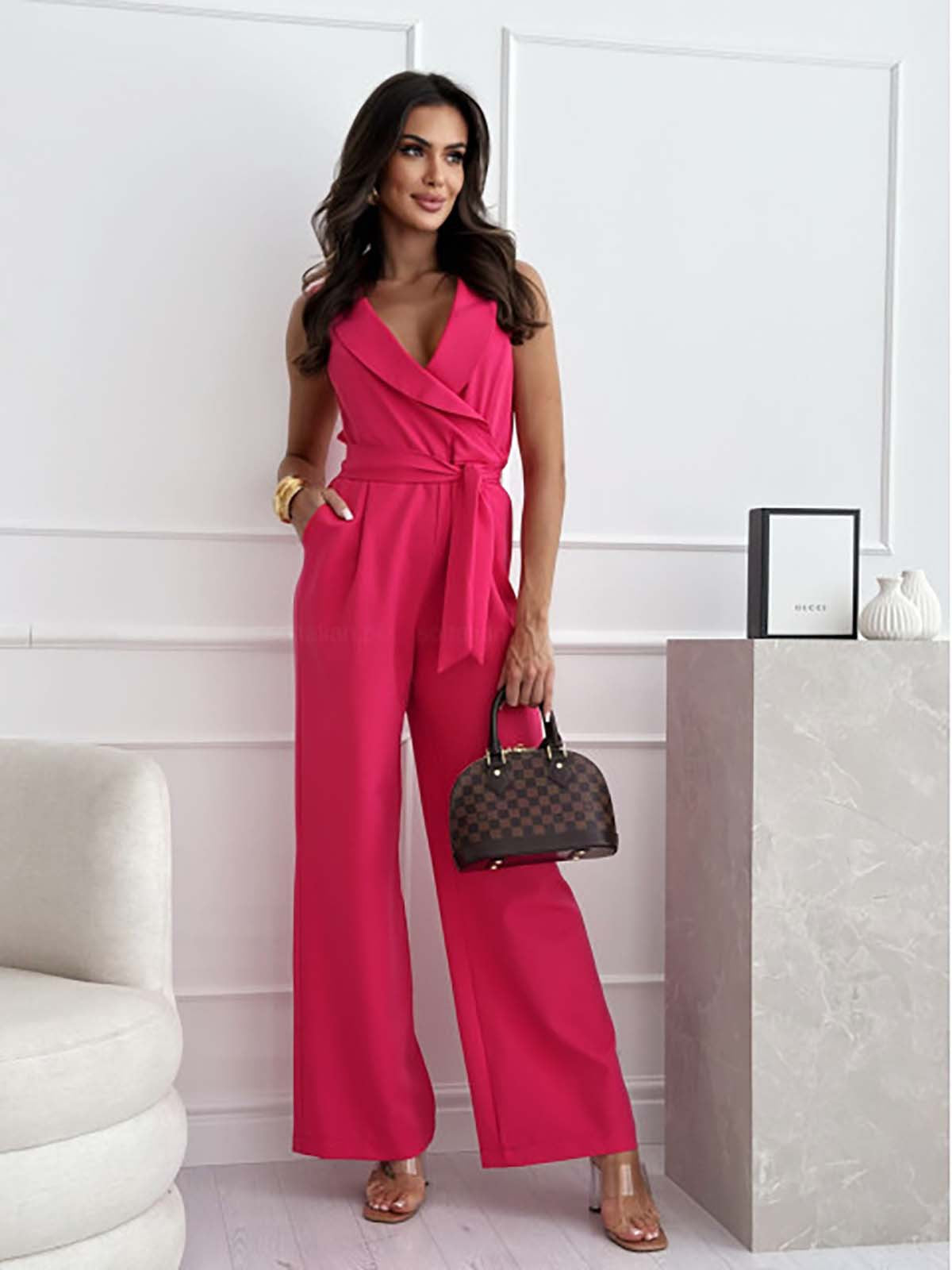 Victoria | Women's V-Neck Wide Leg Formal Jumpsuit
