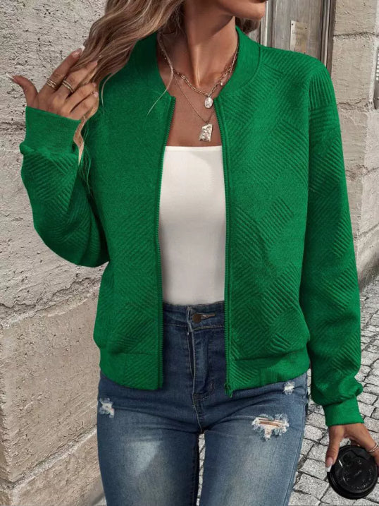 Nora | Women's Waffle Knit Bomber Jacket