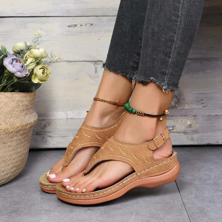 Lena | Women's Open Toe Back Strap Flat Sandals