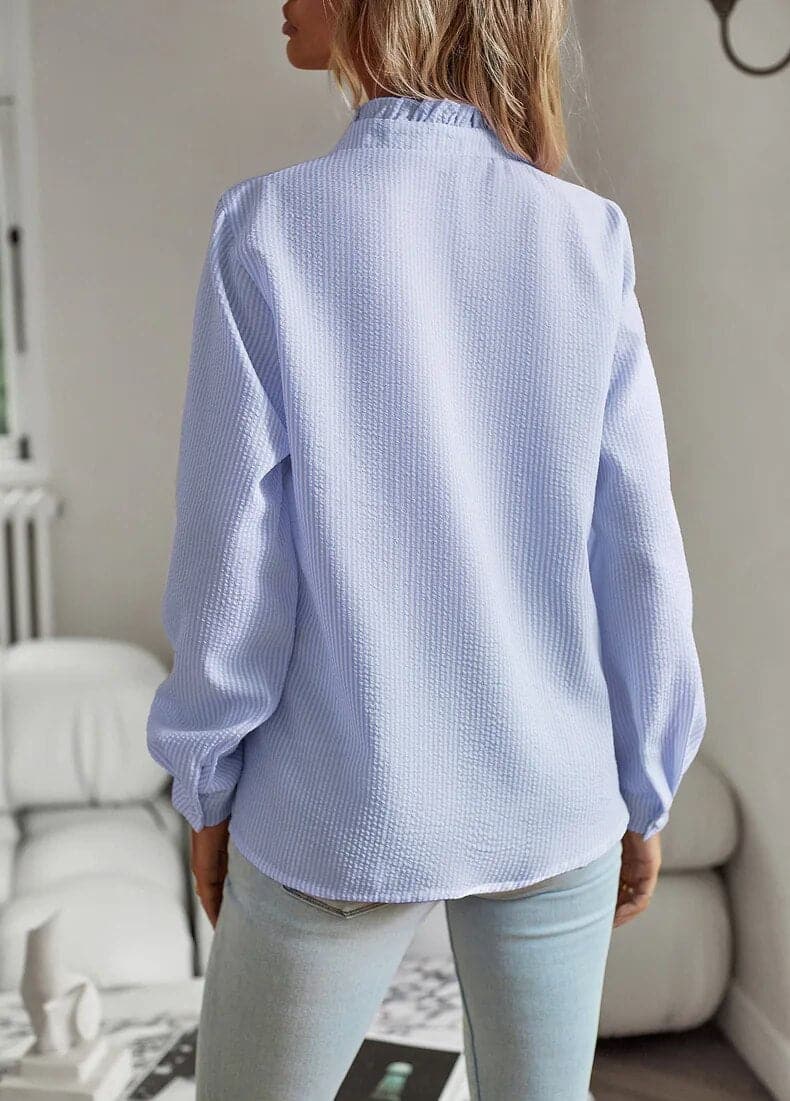 Isla | Women's Ruffle Trim Striped Blouse