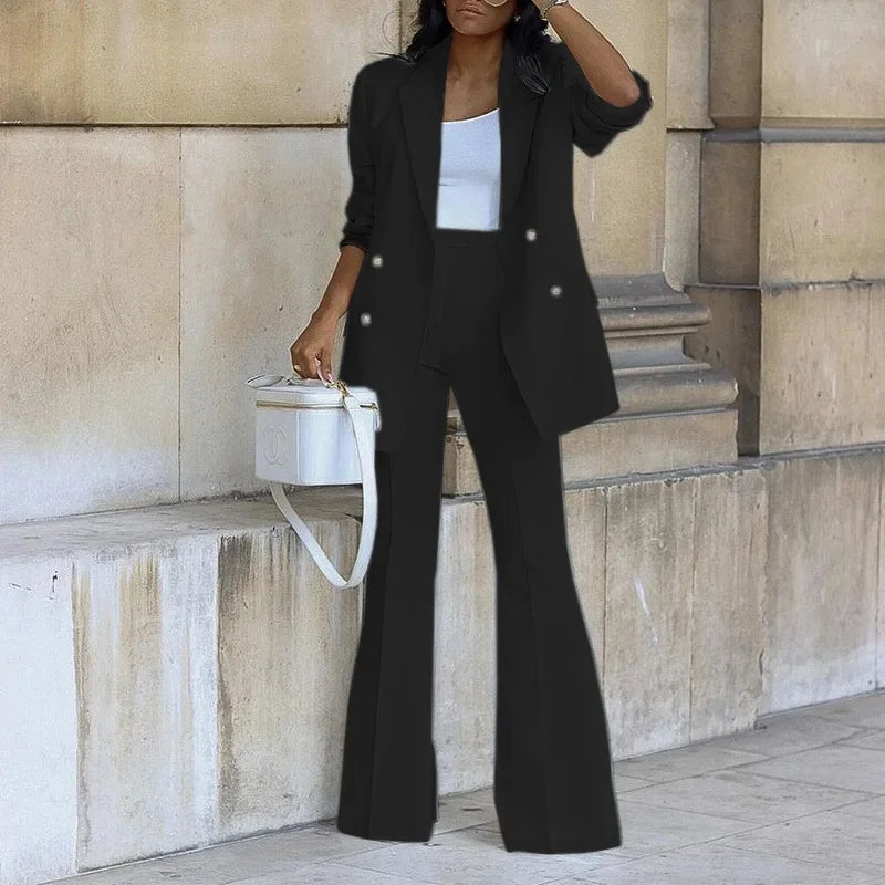 Olivia | Women's Double Breasted Blazer Flare Pant Suit