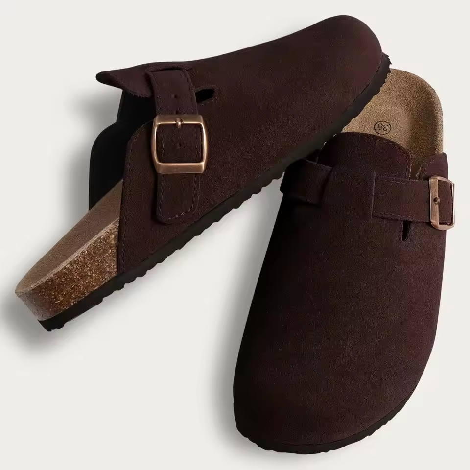 Ava | Women's Slip On Buckle Strap Flat Clogs