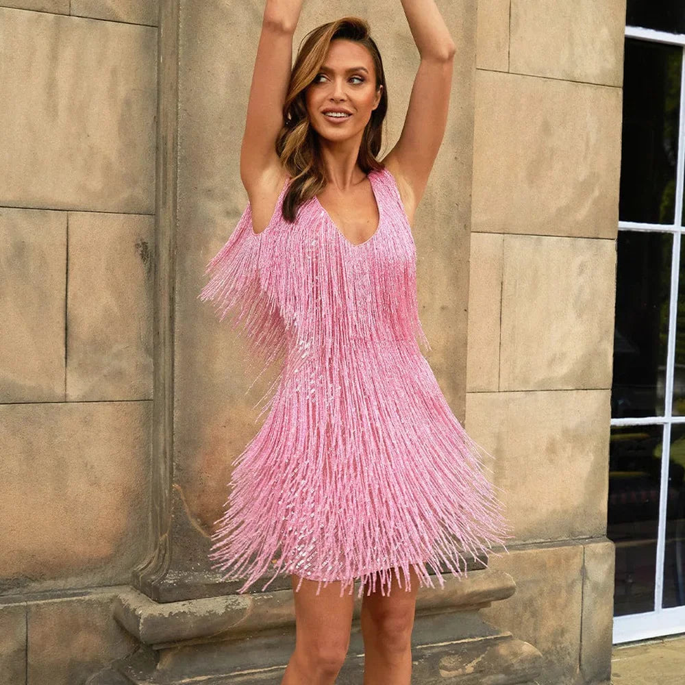 Liana | Women's Sequin Fringe Party Mini Dress