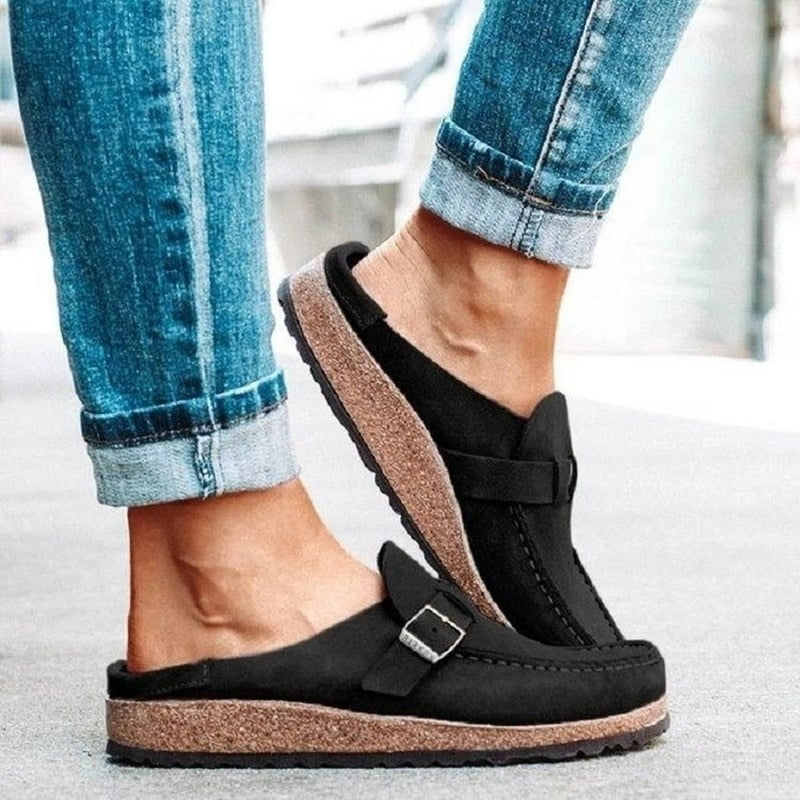Claire | Women's Round Toe Buckle Slip On Loafers