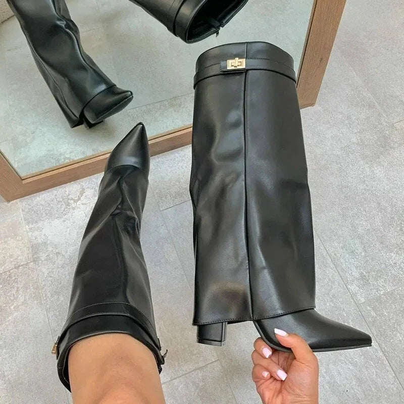 Elisa | Women's Suede Knee High Block Heel Boots