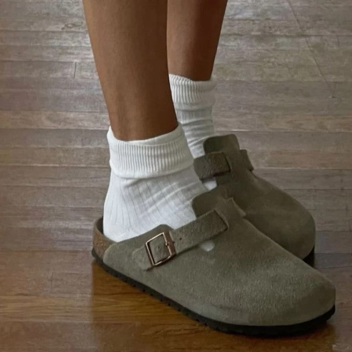 Nora | Women's Flat Closed Toe Buckle Clogs