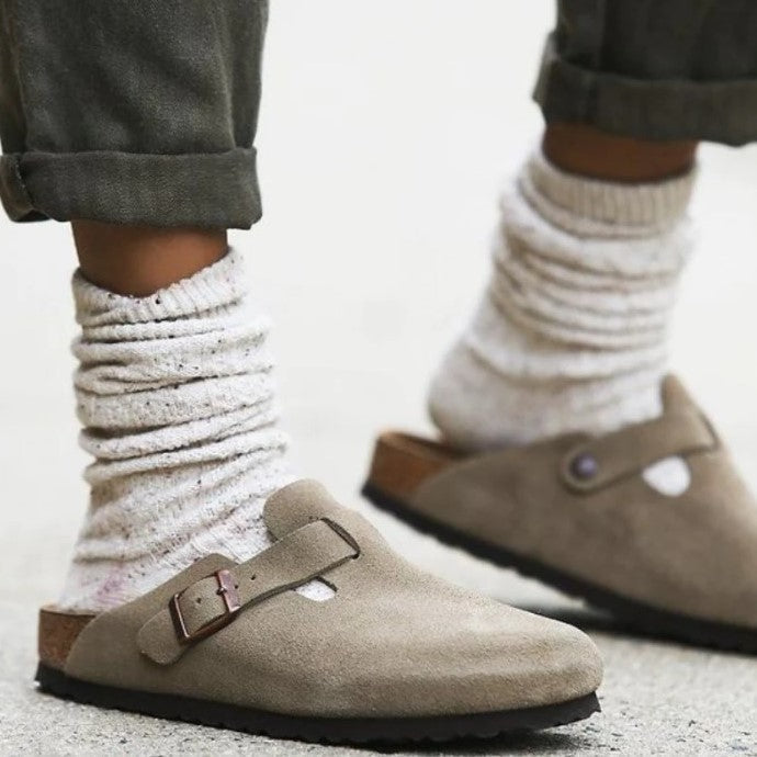 Nora | Women's Flat Closed Toe Buckle Clogs