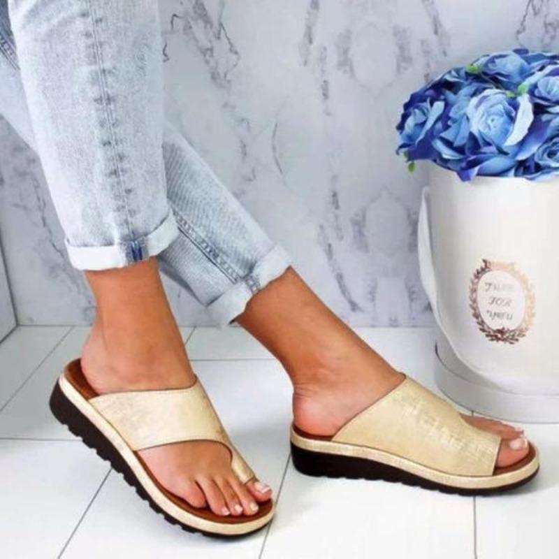 Sofia | Women's Cross Strap Toe Ring Slide Sandals