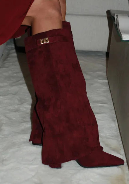 Elisa | Women's Suede Knee High Block Heel Boots