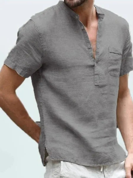 Ethan | Men's Linen V Neck Henley Shirt