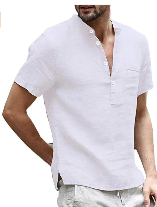 Ethan | Men's Linen V Neck Henley Shirt
