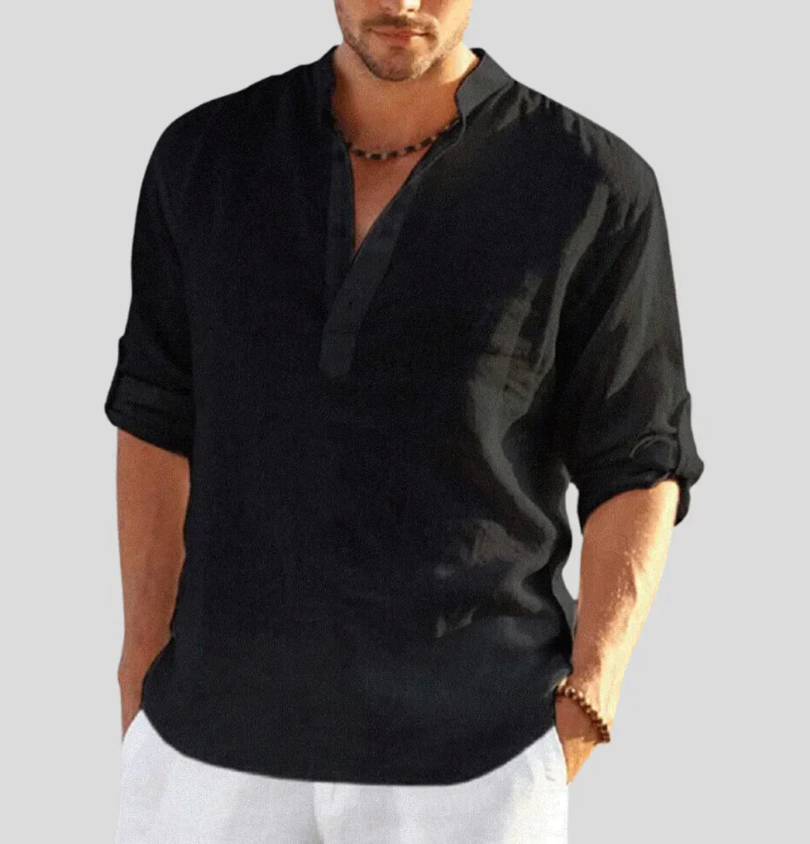 Oliver | Men's Casual Linen Henley Shirt