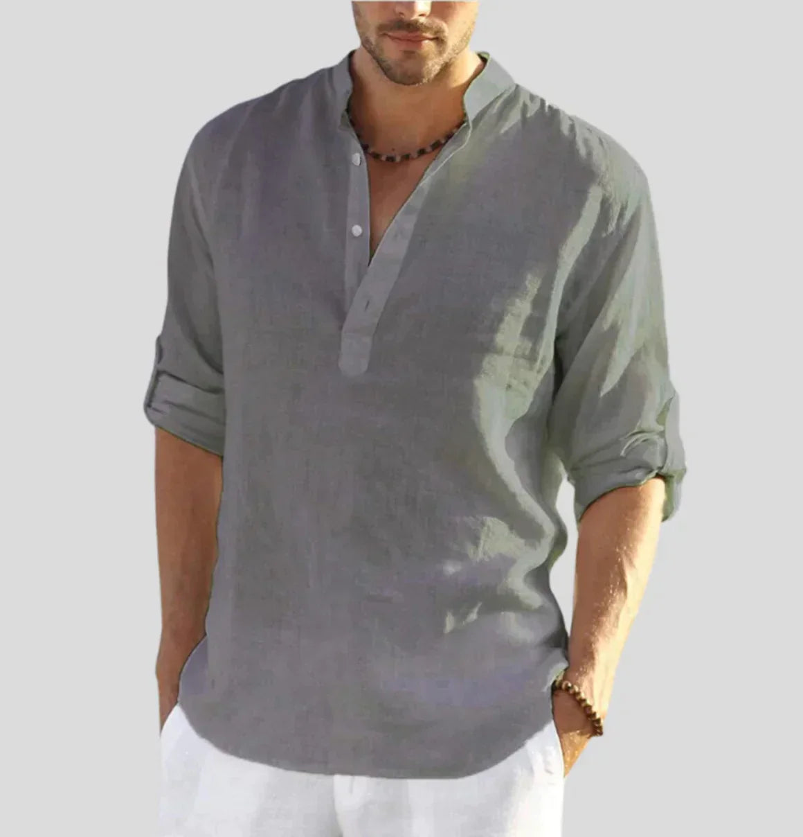 Oliver | Men's Casual Linen Henley Shirt