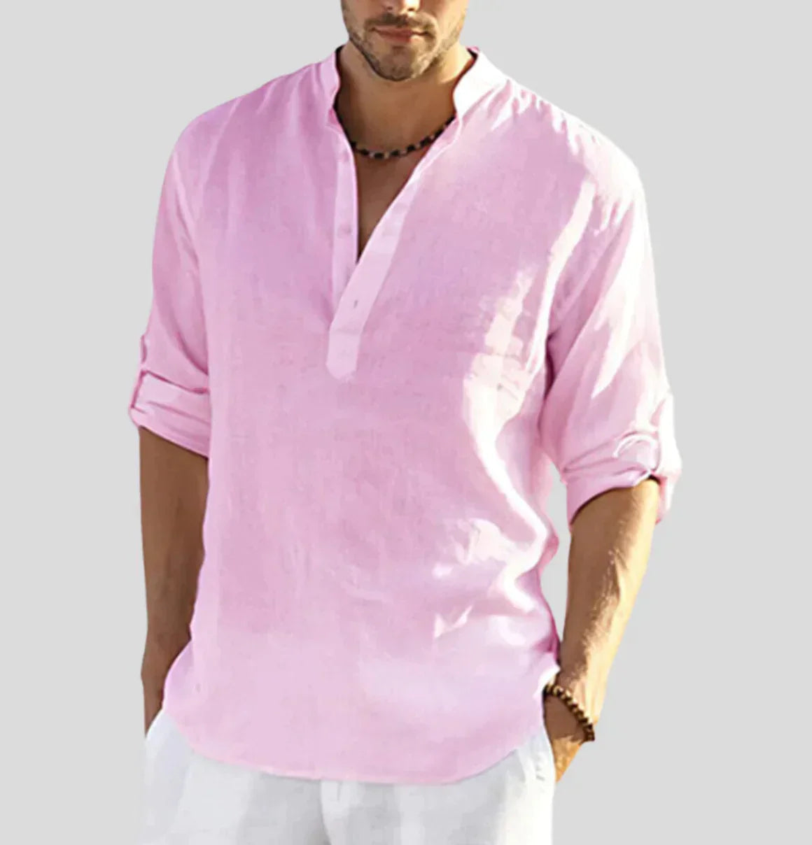 Oliver | Men's Casual Linen Henley Shirt