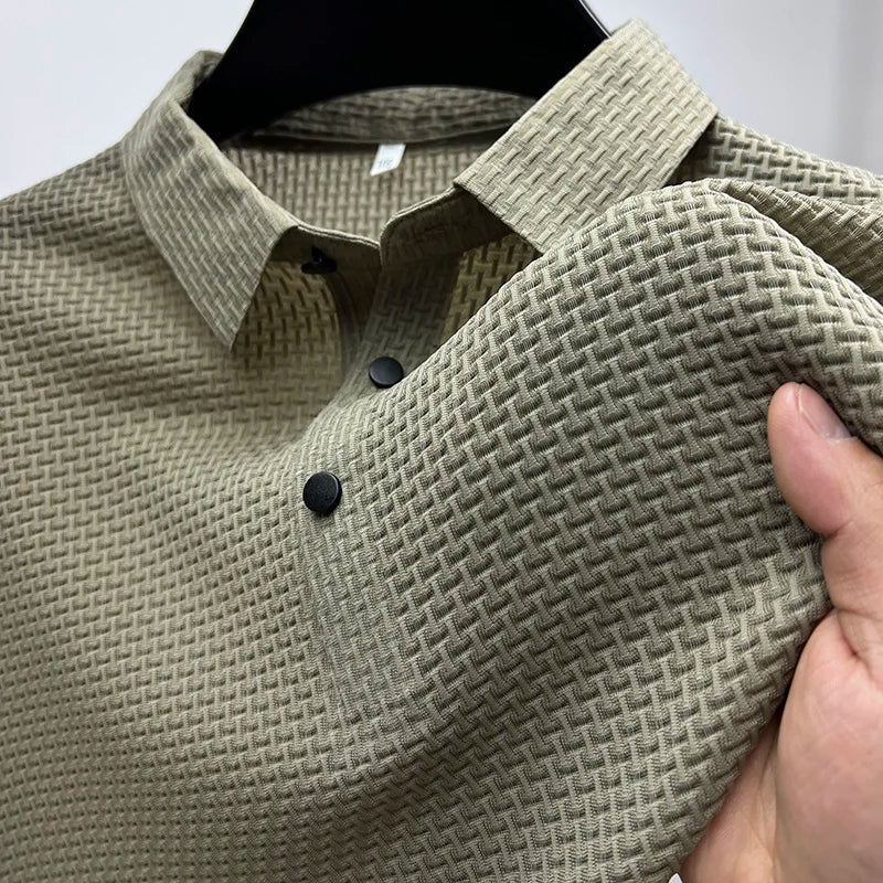 Lucas | Men's Textured Basketweave Polo Shirt