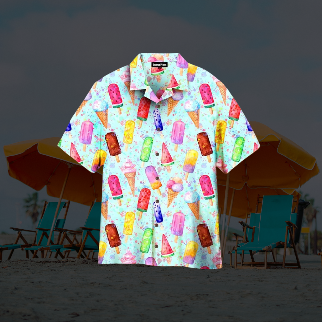 Tyler | Men's Ice Cream Print Short Sleeve Shirt