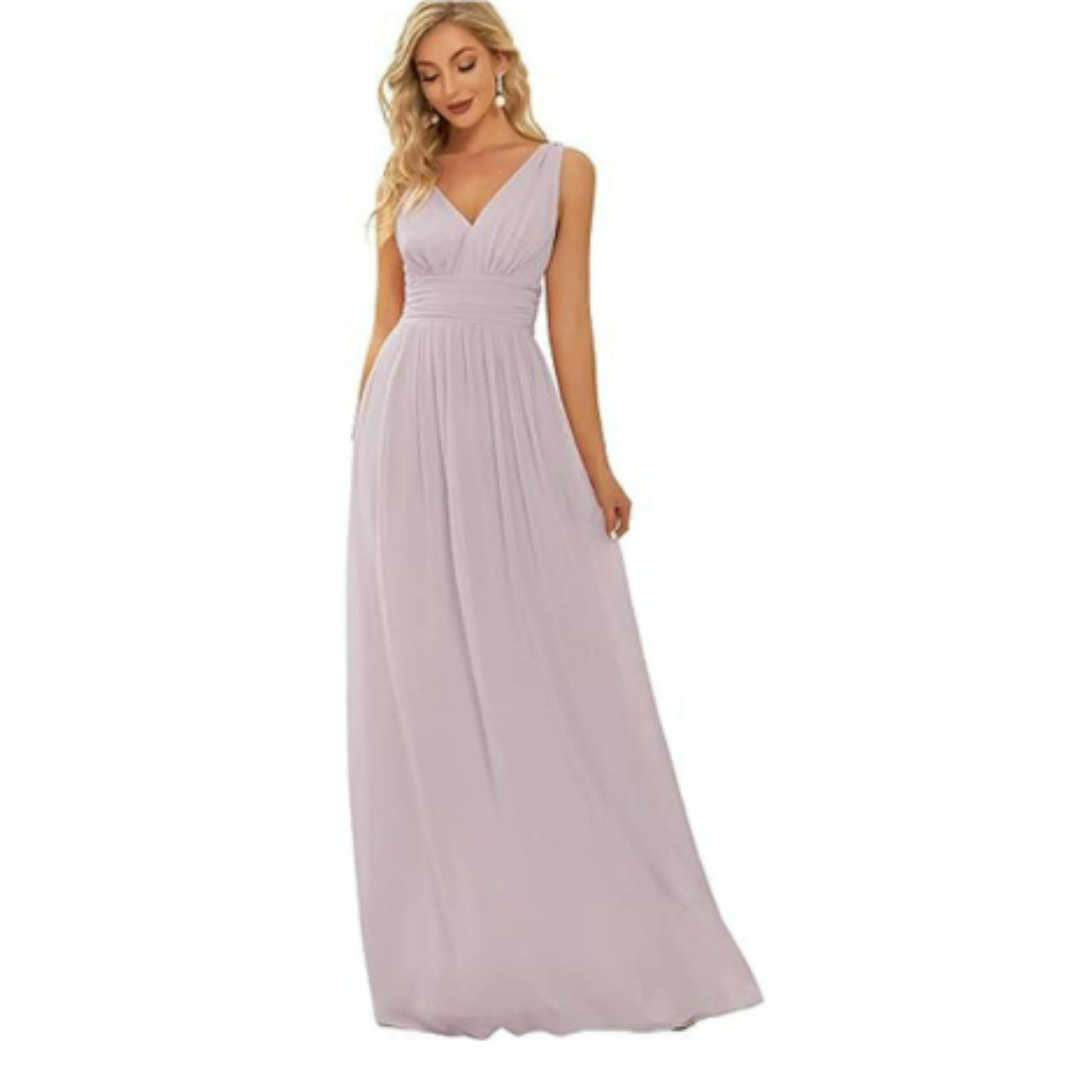 Amelia | Women's Sleeveless V Neck Chiffon Maxi Dress