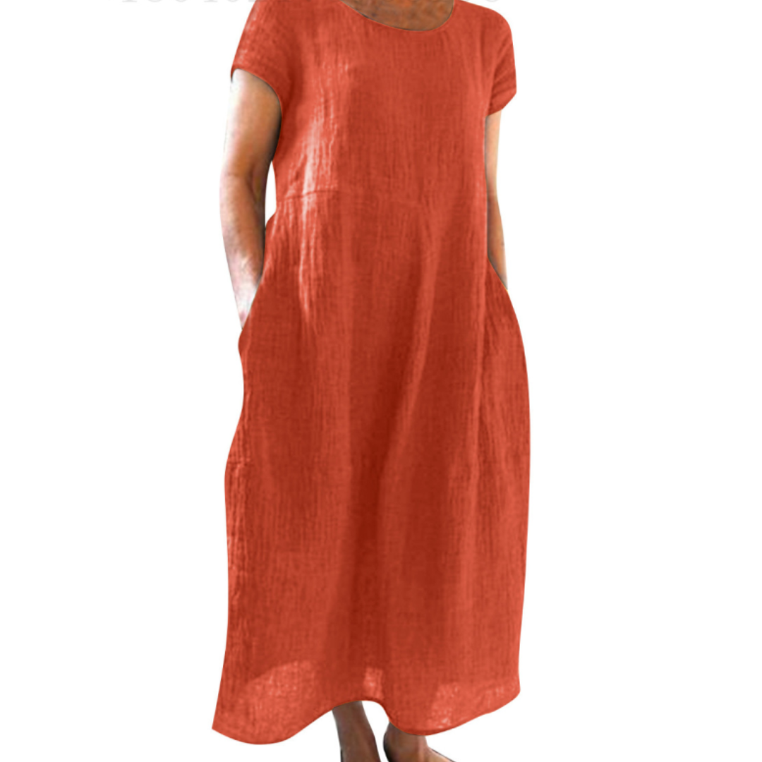 Madeline | Women's Round Neck Short Sleeve Midi Dress