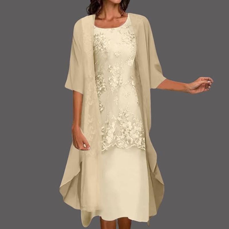 Seraphina | Women's Lace Overlay Dress & Sheer Cardigan Set