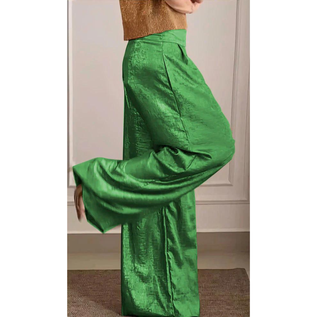 Lillian | Women's Knit V Neck Top Wide Leg Pants Set