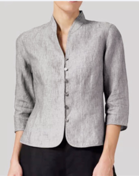 Iris | Women's Mandarin Collar Linen Blouse